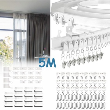 5 M ELASTYCZNA GIĘTKA ZASŁONA SUFITOWA Z MATERIAŁEM INSTALACYJNYM, BIAŁA