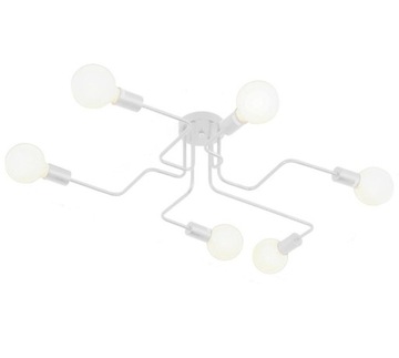 LAMPA SUFITOWA WISZĄCA LED LOFT ŻYRANDOL RETRO PAJĄK E27 x6 BIAŁA ZD74K