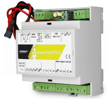 Moduł powiadomienia i sterowania GSM na szynę DIN BasicGSM-PS-D4M 2 ROPAM