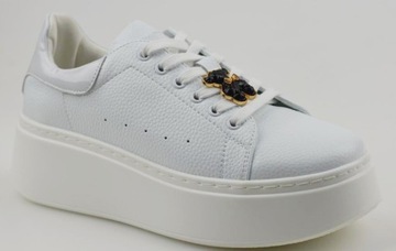 VINCEZA Sneakersy Białe Skórzane 66641 r.39