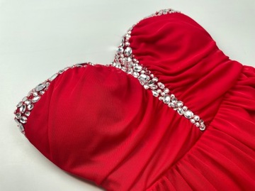 Piękna krótka sukienka czerwona z cyrkoniami Speechless r. XXS/XS