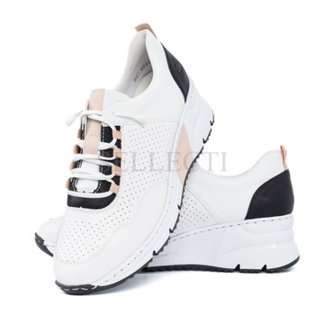Damskie półbuty RIEKER N6359-80 białe sneakersy na obcasie r. 42 SELLECTI