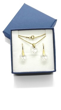 Srebrny pozłacany komplet serce 10mm Swarovski
