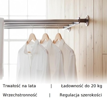 Suszarka między ścienna 4x rurki stal nierdzewna 130cm-160cm MOCNA do 20KG