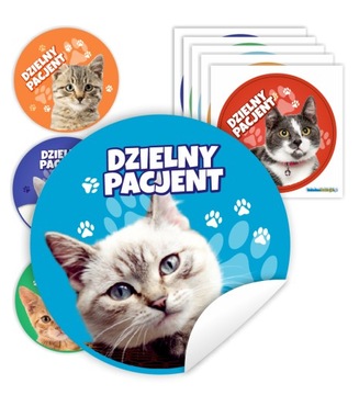 Naklejki DZIELNY PACJENT - KOTKI - WYCIĘTE 90szt.