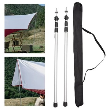 PRĘTY NAMIOTOWE MASZT NAMIOTOWY ZE STOPU ALUMINIUM 90CM-230CM x2