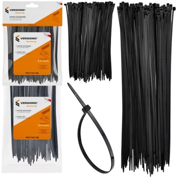 ZESTAW OPASEK ZACISKOWYCH KABLOWYCH TRYTYTKI ZIPERKI MOCNE UV MIX 200szt