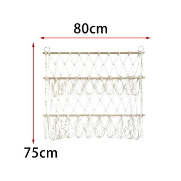 Macrame Mesh Мягкий гамак для хранения мягких игрушек, подвесной органайзер бежевого цвета