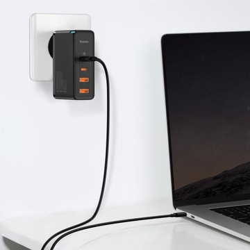 МОЩНОЕ СЕТЕВОЕ ЗАРЯДНОЕ УСТРОЙСТВО BASEUS 2 БЛОКА ПИТАНИЯ USB USB-C QC 100 Вт + КАБЕЛЬ TYPE-C