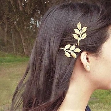 SPINKA DO WŁOSÓW złota wsuwka DO KOKA listek boho