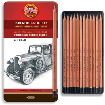 KOH-I-NOOR Zestaw ołówków Natur 8B-2H 12 sztuk