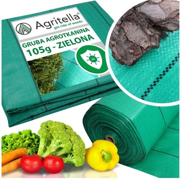 ZIELONA AGROTKANINA tkanina chwasty ściółkująca pod korę 3,2x10m 105g UV