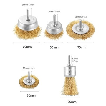 ПРОВОЛОЧНЫЕ ЩЕТКИ ДЛЯ ОТВЕРТОК И ДРЕЛ НАБОР ИЗ 5 ПРОВОЛОЧНЫХ ЩЕТОК