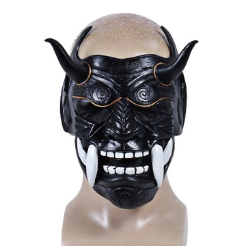 MASKA SAMURAI LATEKSOWA CZARNA KOSTIUM HALLOWEEN