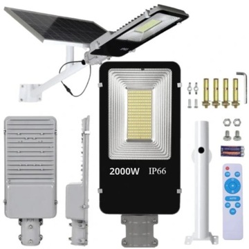 LAMPA SOLARNA OGRODOWA ULICZNA ZEWNĘTRZNA LED 2000W BARWA ZIMNA BIAŁA IP66