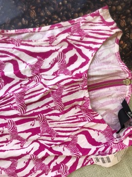 Sukienka asymeryczna zebra pink H&M print 36