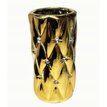Złoty wazon ceramiczny z kryształkami TG9000-4 glamour 22 cm