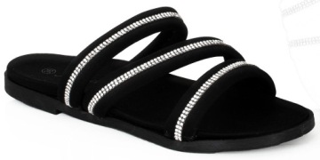 8174 CZARNE KLAPKI DAMSKIE WSUWANE PASKI 39