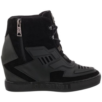 Buty Damskie Sneakersy na Koturnie Carinii Czarne B8549-H20