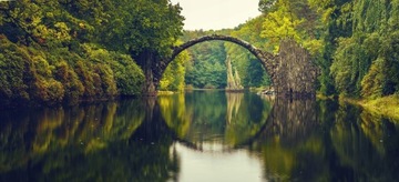 FOTOTAPETA 3d widoki rzeka most las drzewa