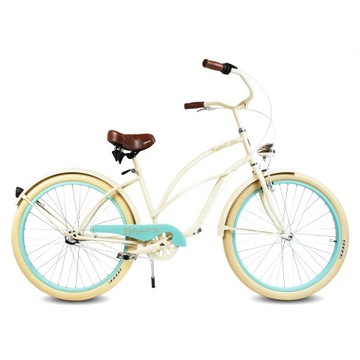 Rower Beach Cruiser damski 26 cali błękitny kremowy LAGUNA ROYALBI 3 biegi