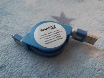 Zwijany przewód USB micro USB WU-04 95 cm 1A niebieski