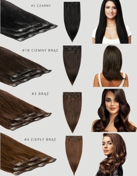 100% натуральные человеческие волосы CLIP IN 43 см 60 г 3 ленты для наращивания