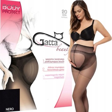 GATTA RAJSTOPY BODY PROTECT r.4-L NERO CIĄŻOWE