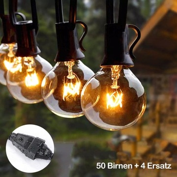 Girlanda Ogrodowa Lampki Żarówki Kule 7,6m 25+2szt/15m 50+2szt
