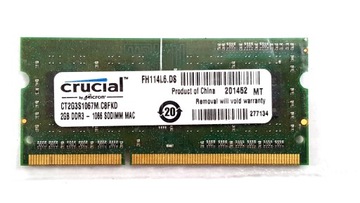 PAMIĘĆ RAM DDR3 CRUCIAL by MICRON 2GB 1066 SODIMM