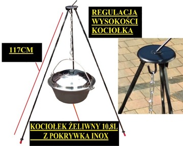 TRÓJNÓG 125 KOCIOŁEK WĘGIERSKI ŻELIWNY 11L POKRYWK