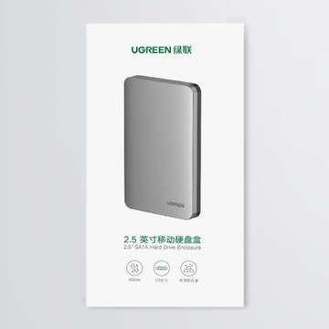 КОРПУС ДЛЯ ЖЕСТКОГО ДИСКА UGREEN POCKET ДЛЯ HDD 2.5 SATA 3.0 ДО 6 Гбит/с 6 ТБ