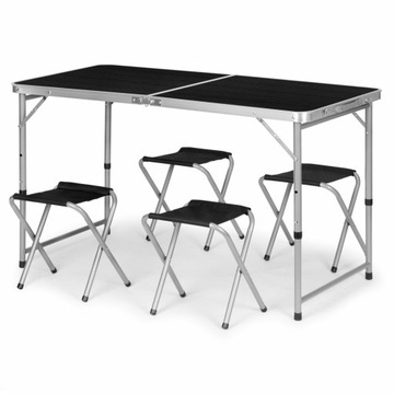 Stolik turystyczny stół składany ogrodowy walizka 4 krzesła 120x60x70cm