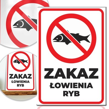 TABLICZKA 30,5x21,4 ZAKAZ Łowienia RYB Dużo WZORÓW
