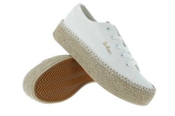 Espadryle trampki Lee Cooper LCW-24-44-2410L na grubej podeszwie jasne R40