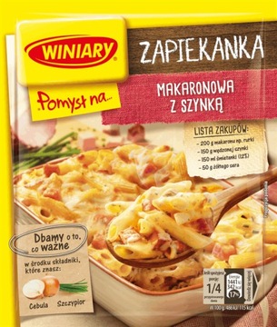 WINIARY POMYSŁ NA ZAPIEKANKĘ MAKARONOWĄ Z SZYNKĄ