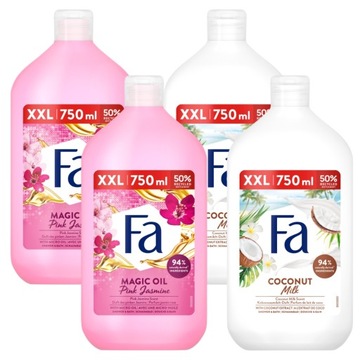 Żel pod prysznic damski FA pink i kokos MIX ZESTAW 4x 750ml