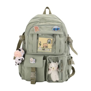 Śliczny damski plecak tornister torba podróżna na co dzień Kawaii z zielony