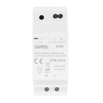 ZASILACZ IMPULSOWY MONTOWANY NA SZYNIE TH-35 DIN, 30W 24V DC ZTM-30/24