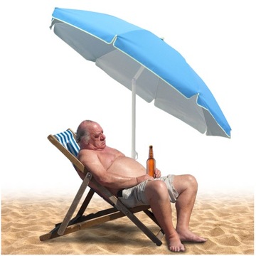 Parasol plażowy ogrodowy balkonowy składany błękitny filtr UV 160 cm łamany