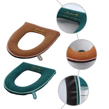 Fuzzy Toilet Seat Cover Cushion Zipper Round