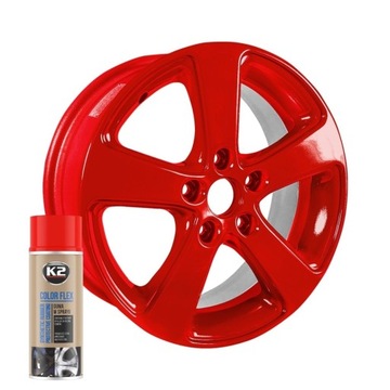 K2 COLOR FLEX CZERWONY 400 ML GUMA W SPRAYU FELGI