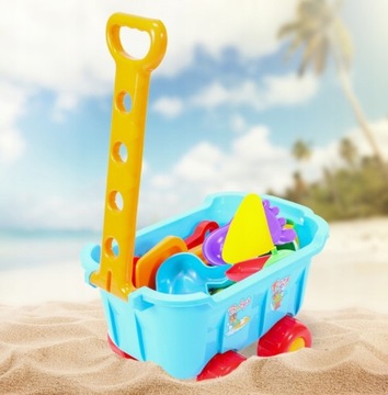 НАБОР ДЛЯ ПЕСОЧНЫХ ИГРОВ, ПЕСОЧНИЦА, КОЛЯСКА, ТАЧКА, ФОРМЫ, СПАЛКИ.