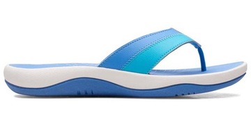 CLARKS Japonki damskie Sunmaze Surf niebieskie skórzane 35,5