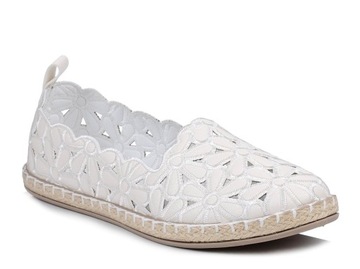 Buty damskie espadryle białe wsuwane baleriny ażurowe News 2417 41