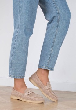 8032 БЕЖЕВЫЕ ЗАМШЕВЫЕ МОКАСИНЫ ЖЕНСКИЕ 39