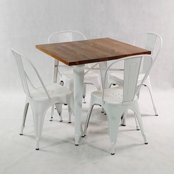 Zestaw stół Tolix 4 krzesła metalowe Tolix białe