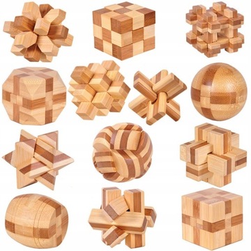 Kong Mingsuo PUZZLE DREWNIANE ŁAMIGŁÓWKI GRY 13szt