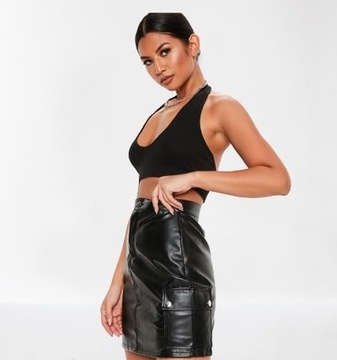 MISSGUIDED CZARNA SPÓDNICA CARGO EKOSKÓRA (32)