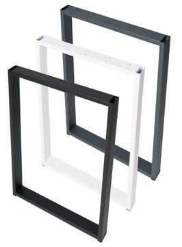 NOGI DO STOŁU METALOWE 50x72 cm PROFIL 6x2 cm CZARNE BIAŁE LOFT INDUSTRIAL